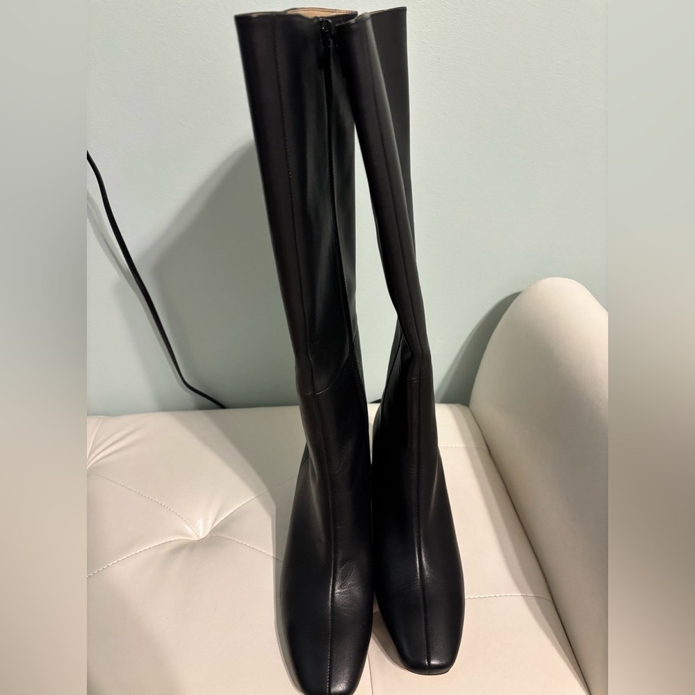 Ann Taylor Elegant Black Leather Knee-High Boots Size 8.5 Women New without Box - Picture 3 of 10
